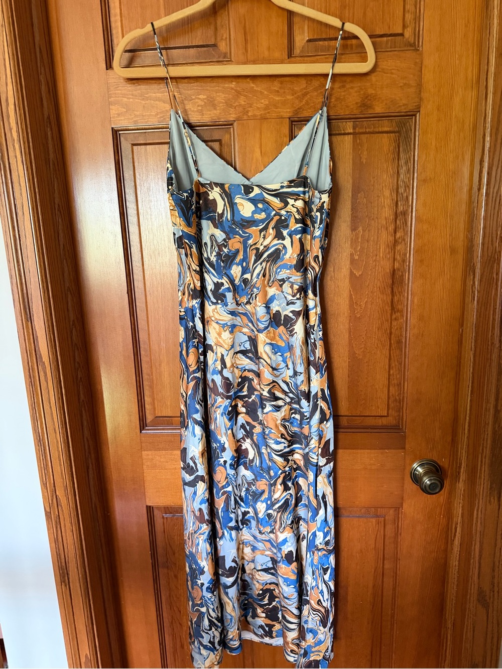 Abercrombie & Fitch Blue, Tan and Brown Swirl Slip Midi Dress - Picture 2 of 5
